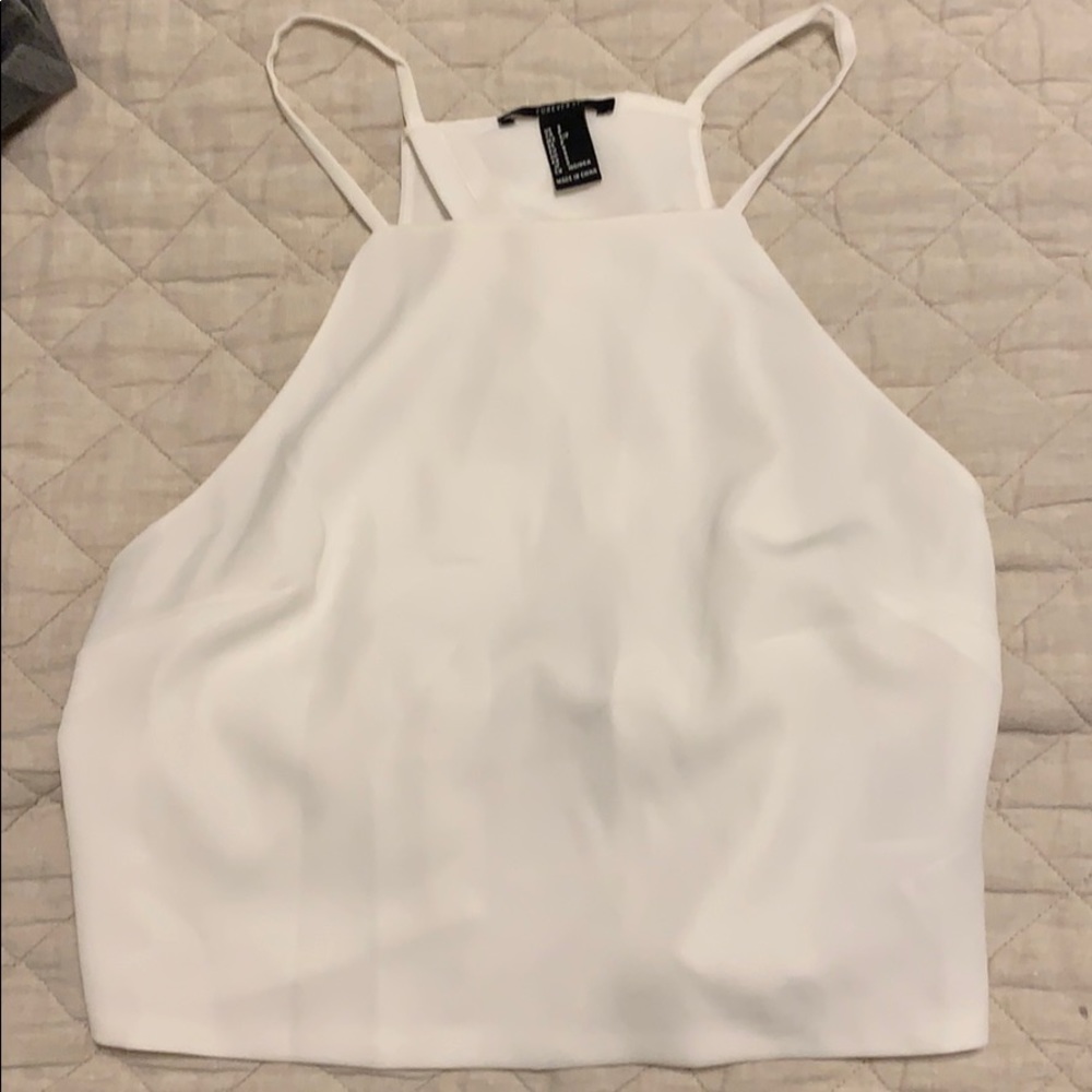 White crop top with open back